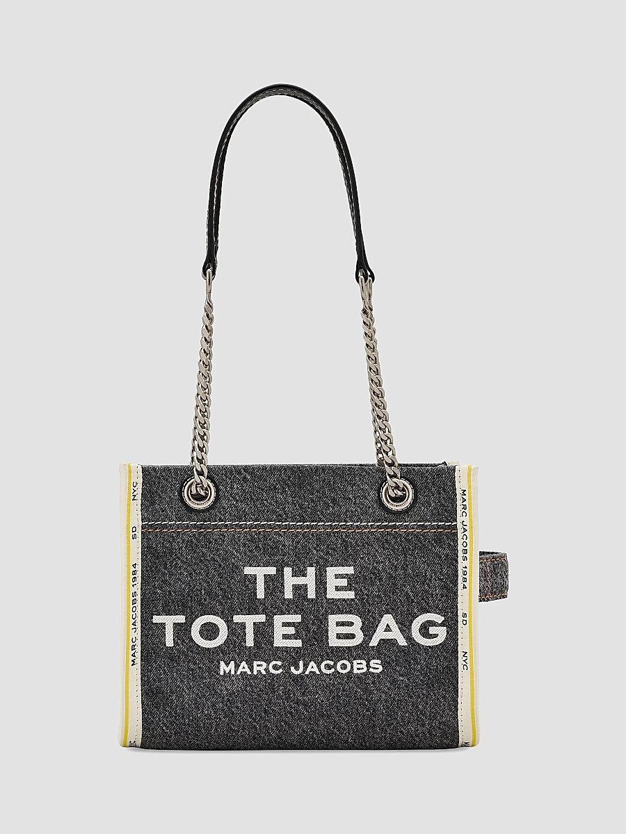 Marc Jacobs Women's The Denim Chain Small Tote Bag - Black Wash