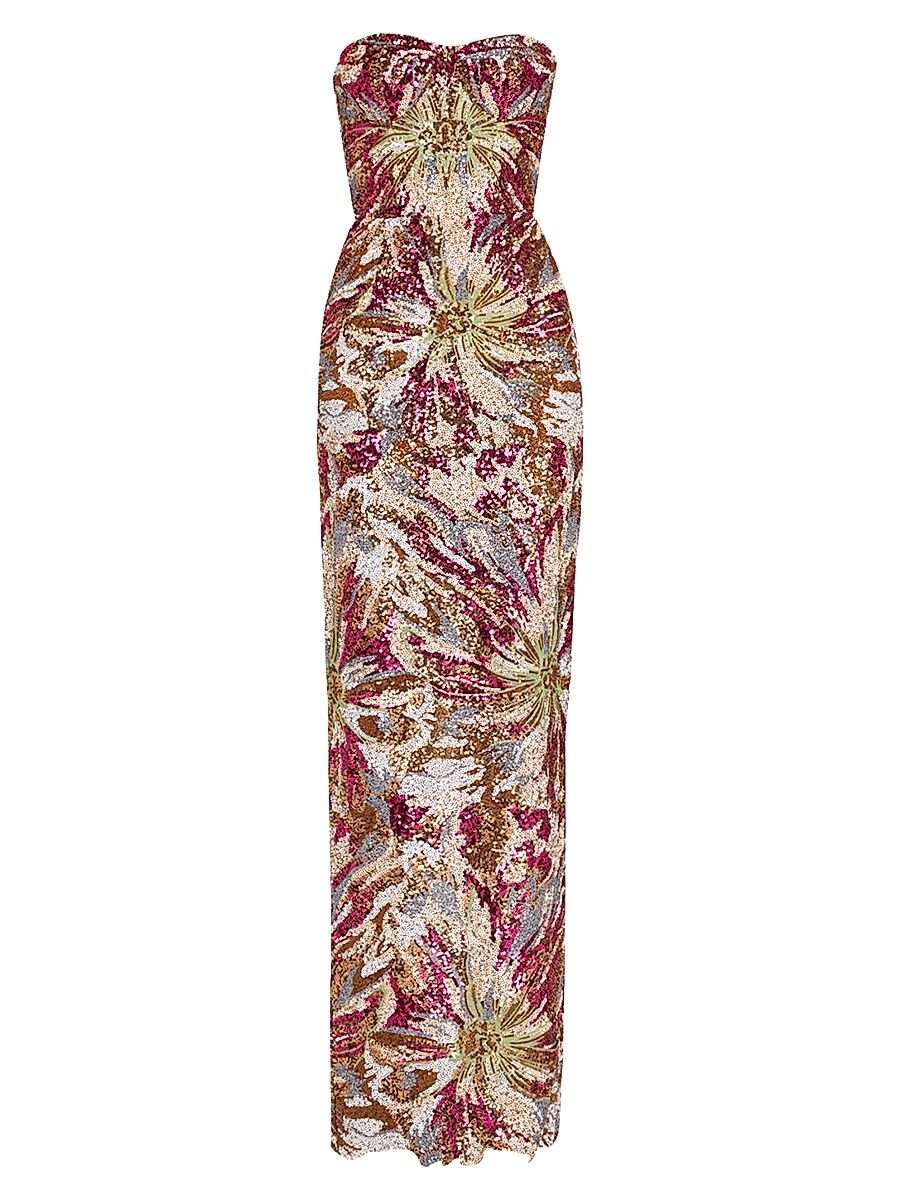 Women's Dahlia Floral-Sequined Strapless Gown - Size XL