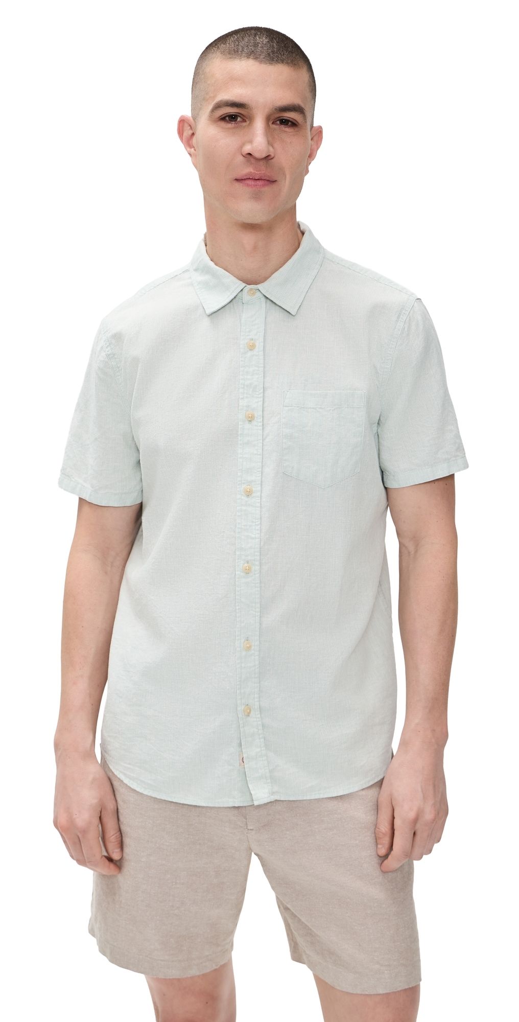 Marine Layer Better-Than-Linen Shirt Iceberg Stripe M