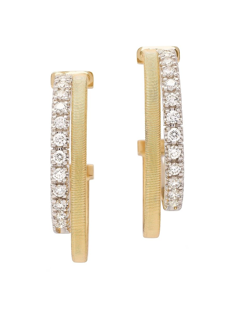 Women's Masai Two-Tone 18K Gold & 0.68 TCW Diamond Double Hoop Earrings - Yellow Gold