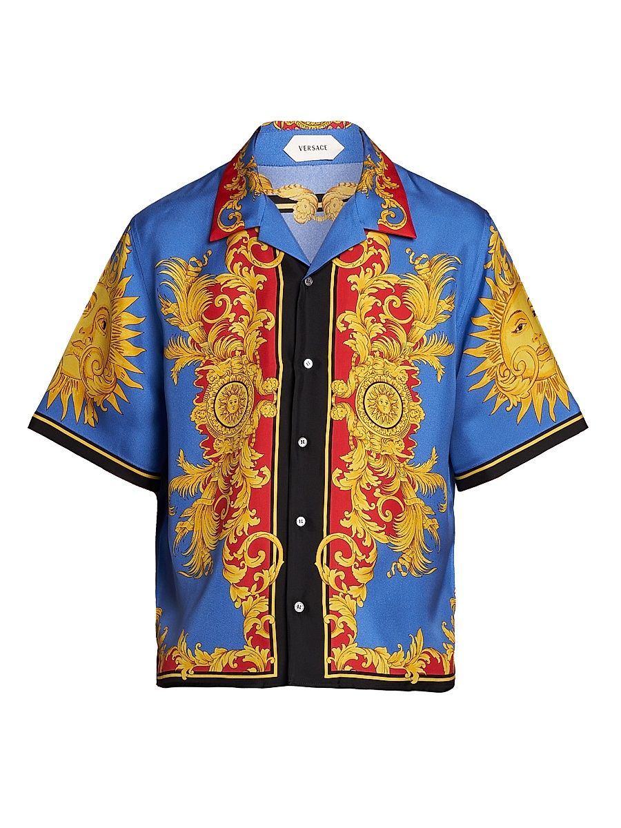 Men's The Sun Silk Twill Shirt - Blue Gold - Size 46
