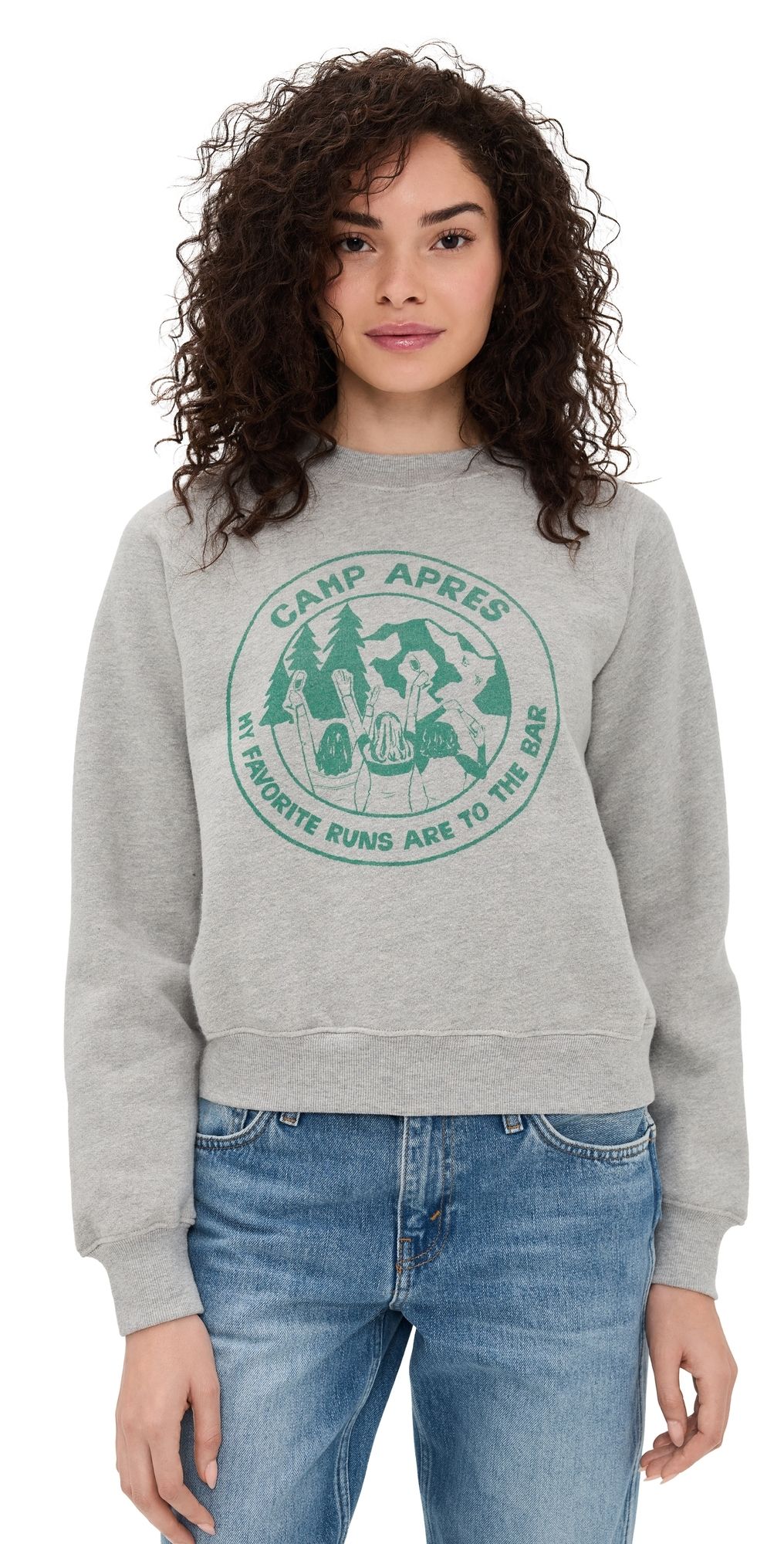 RE/DONE Classic Camp Apres Crewneck Sweatshirt Heather Grey S
