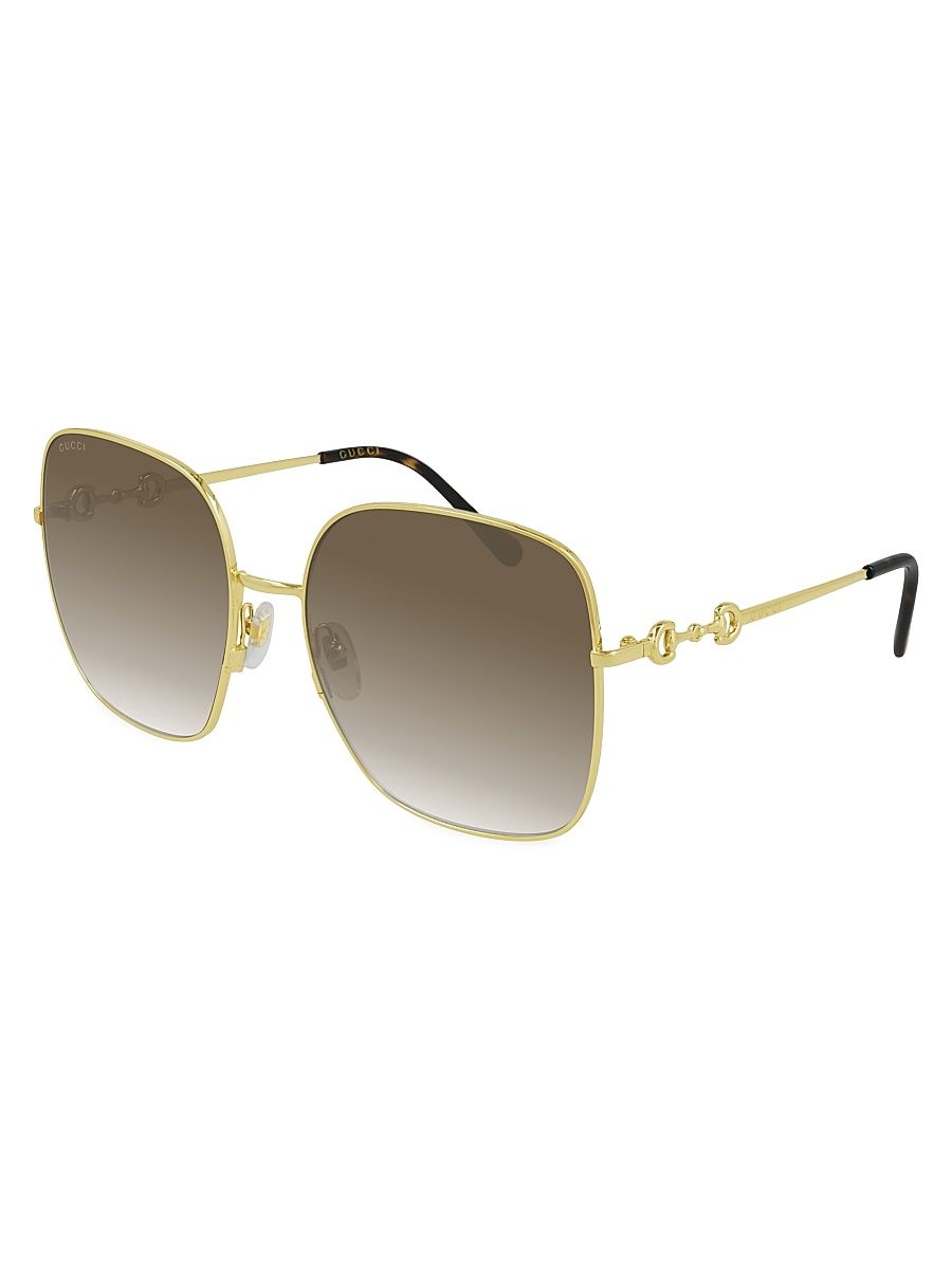 Women's Horsebit 61MM Rectangular Sunglasses - Gold