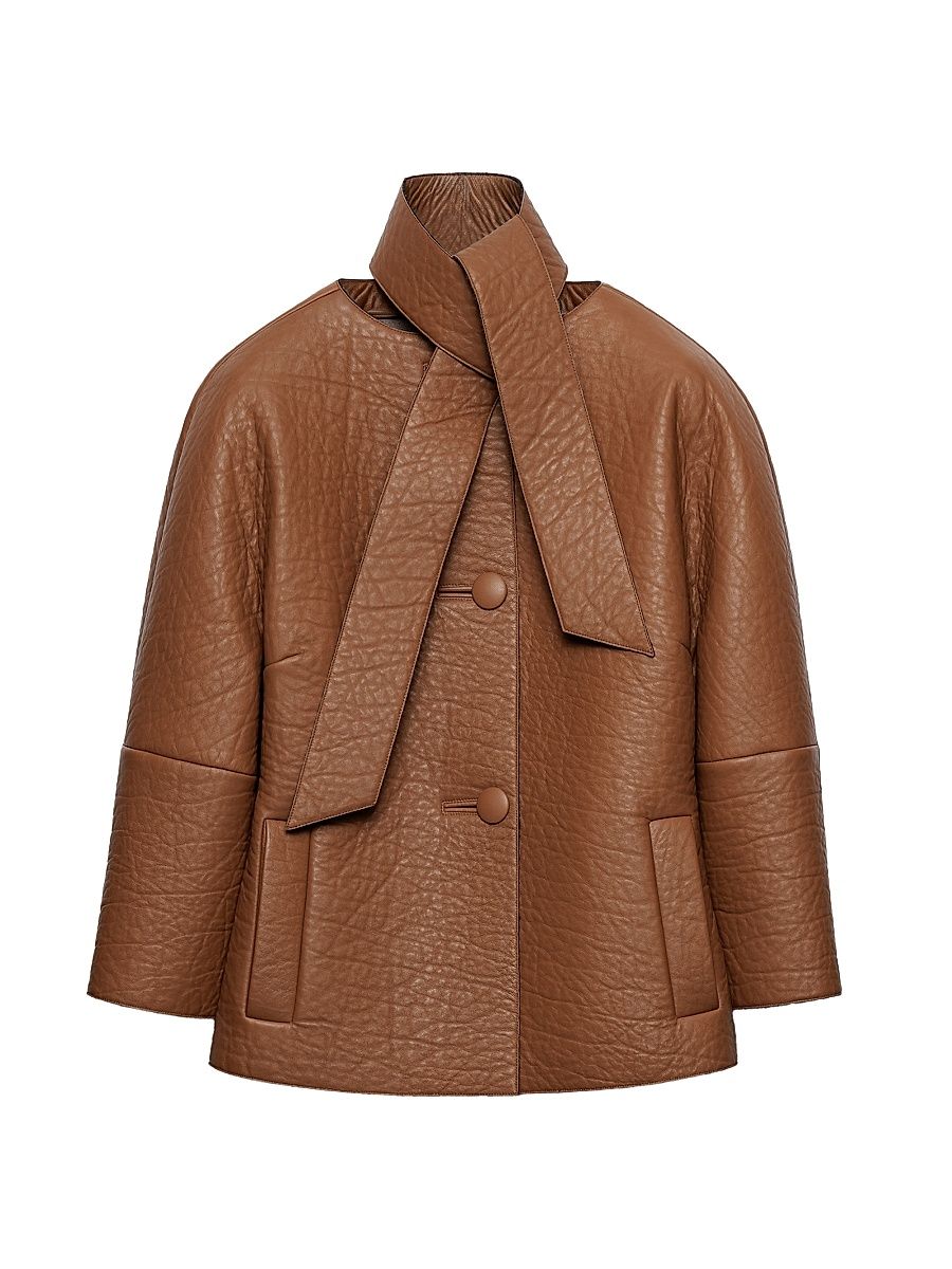 Women's Bonded Nappa Leather Jacket - Brown - Size 8