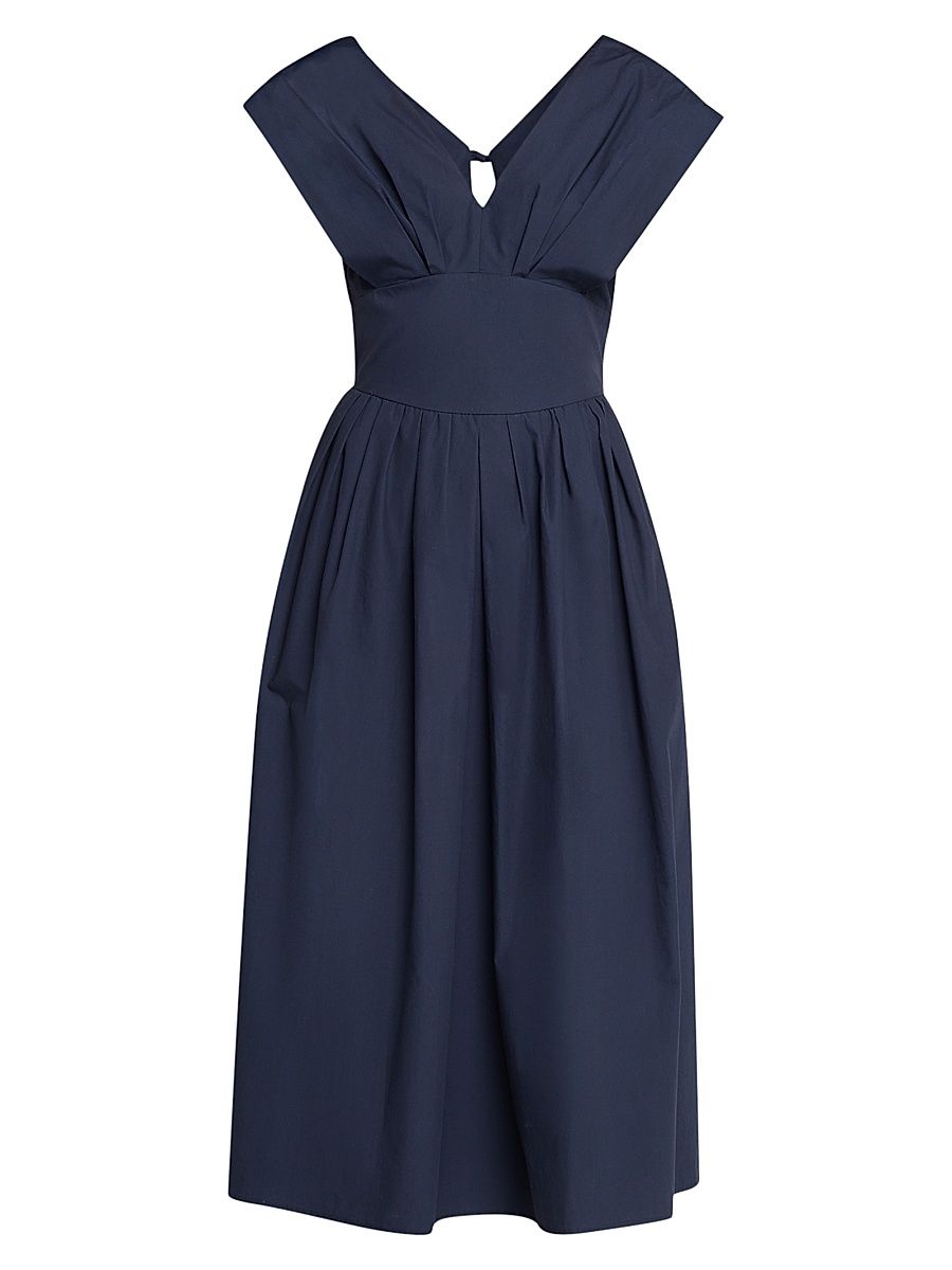 Women's In Full Bloom Cotton Midi-Dress - Navy - Size 0