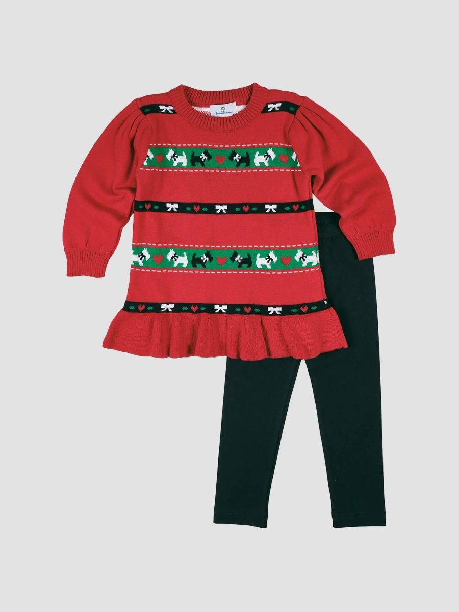 Florence Eiseman Girl's Little Girl's & Girl's Sweater & Leggings Set - Red And Navy - Size 6