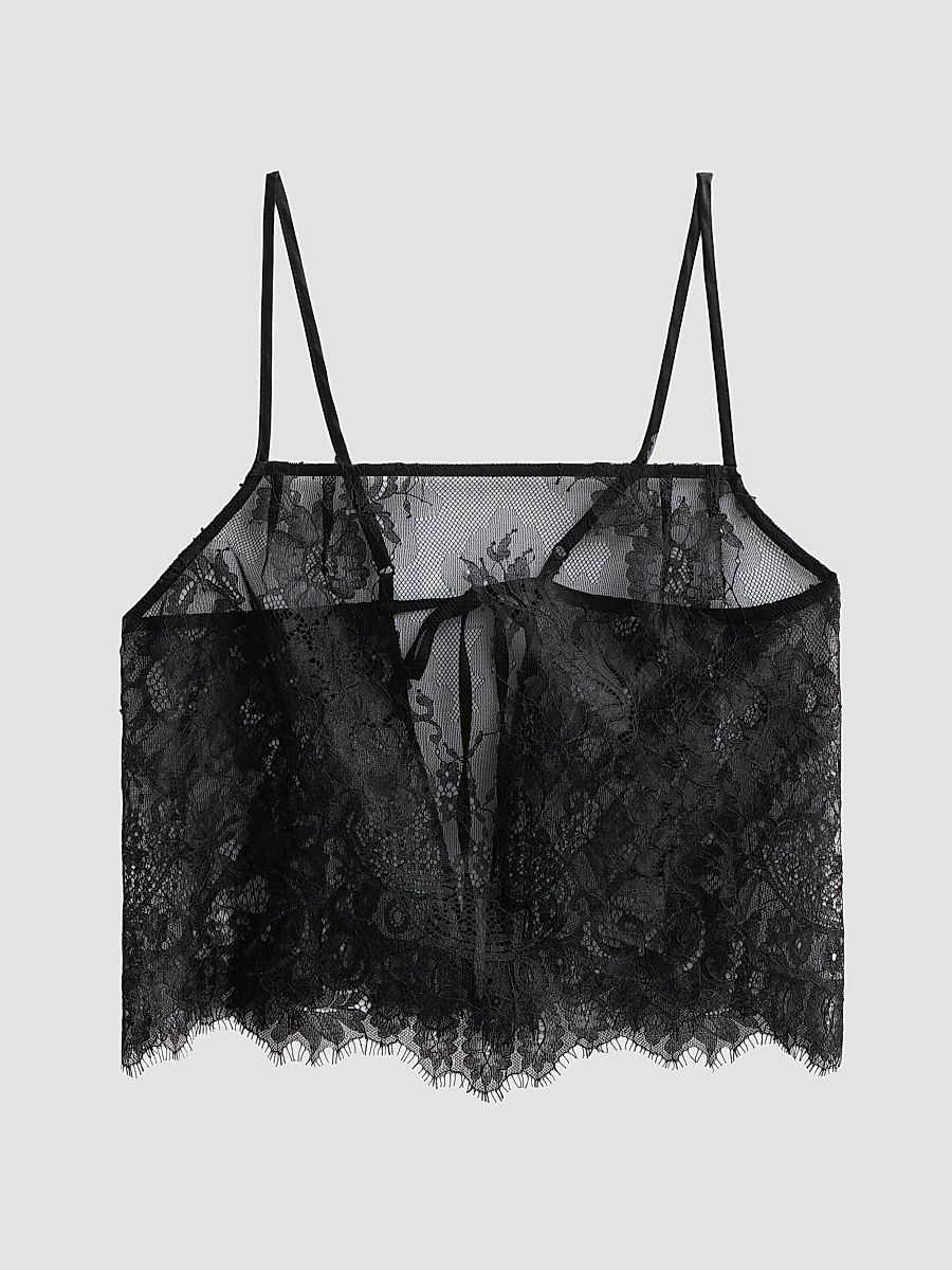 Women's Sabine Lace Cami Top - Black - Size Large