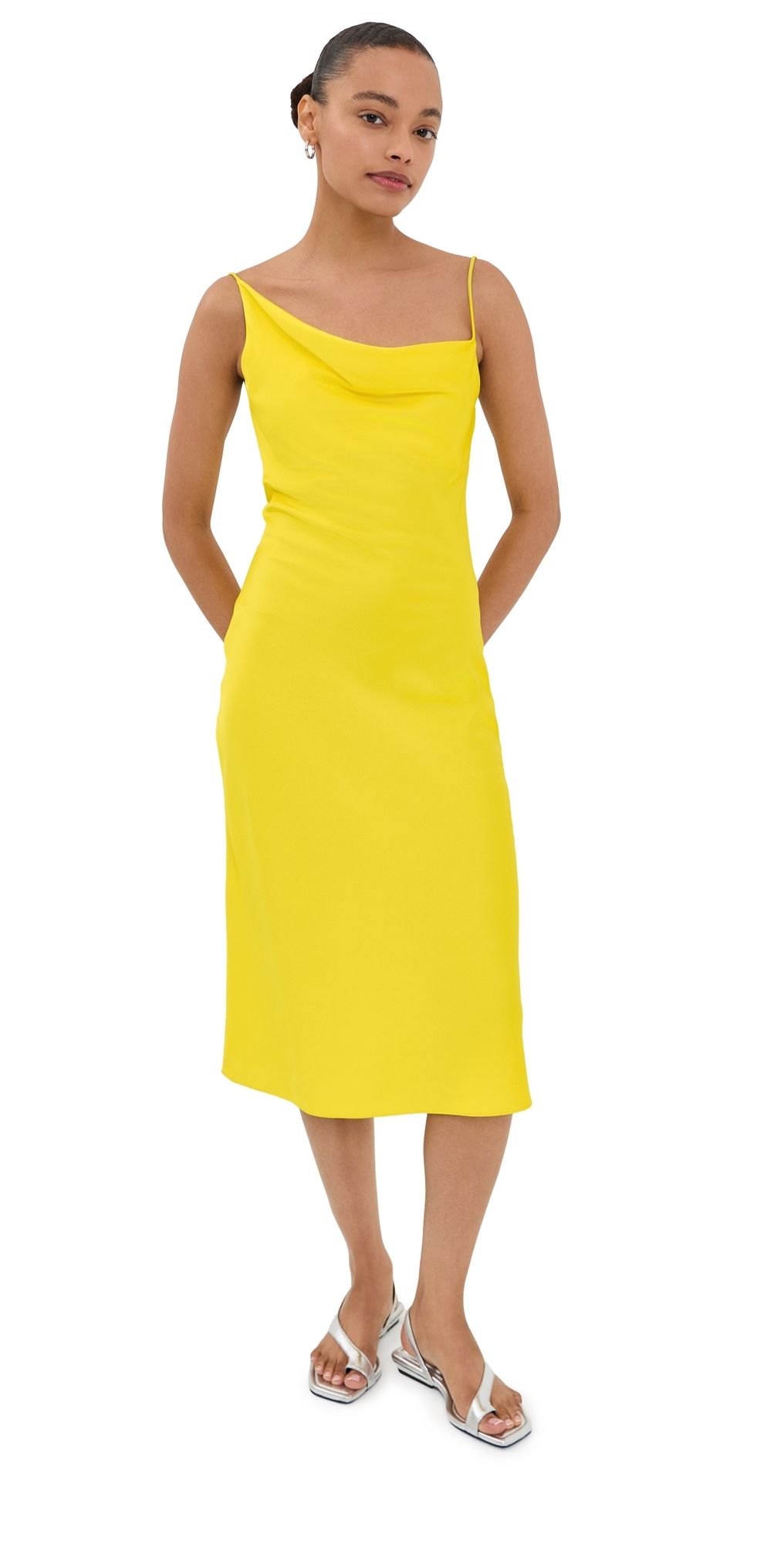 Stella McCartney Slip Satin Dress Bright Yellow 42