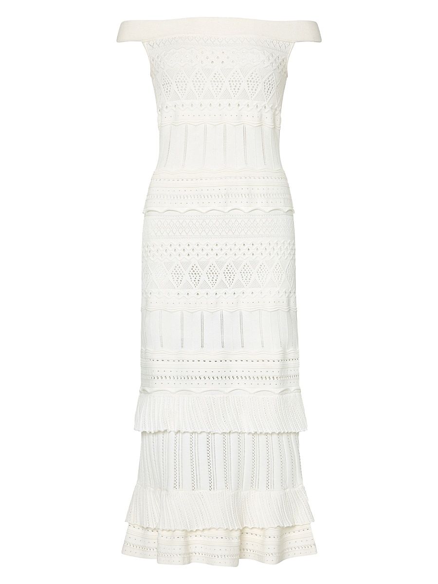 Women's Maven Ruffle Eyelet Midi-Dress - Ecru - Size XL