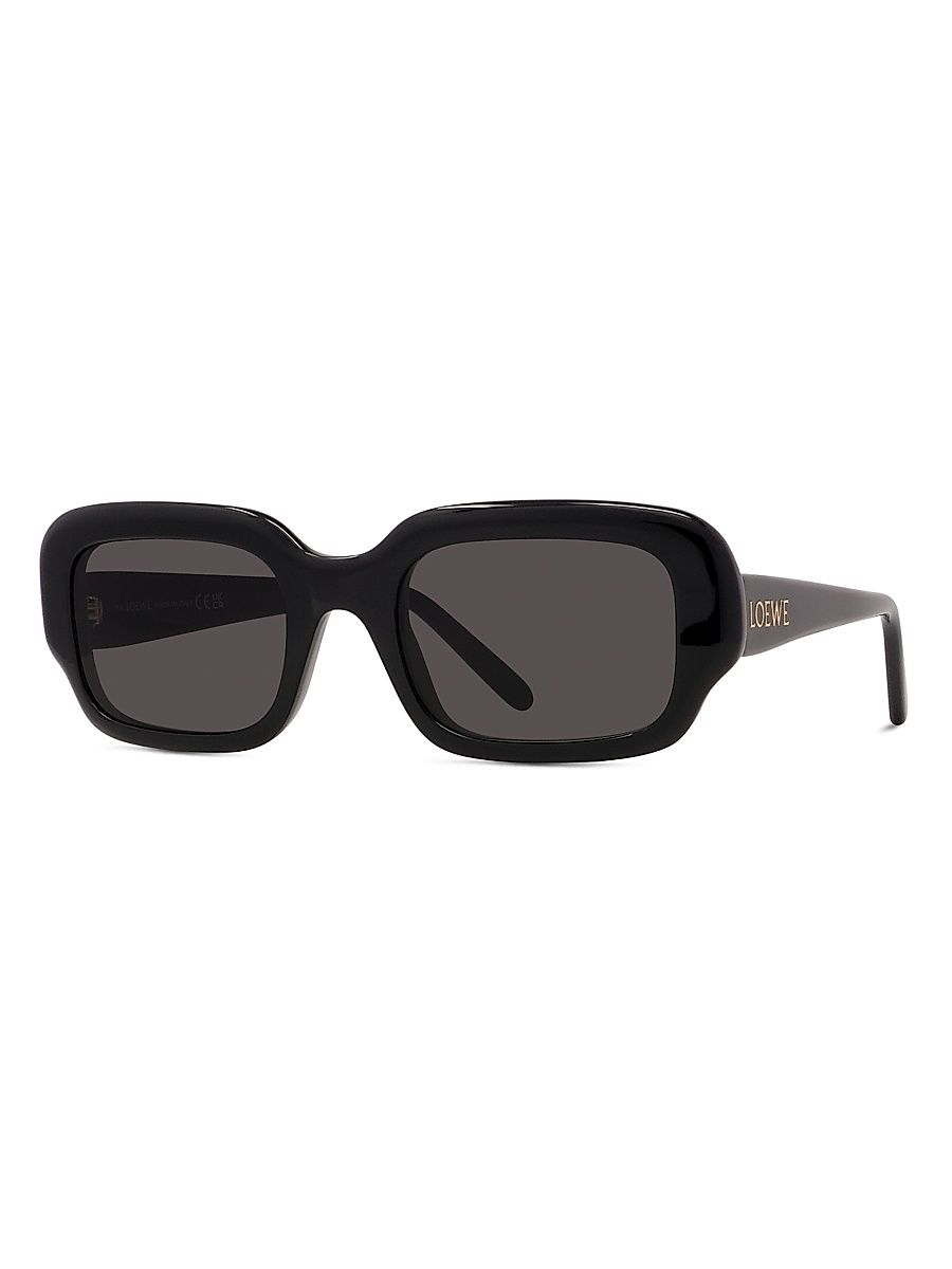 Men's Slim 54MM Rectangular Sunglasses - Black Gold Black