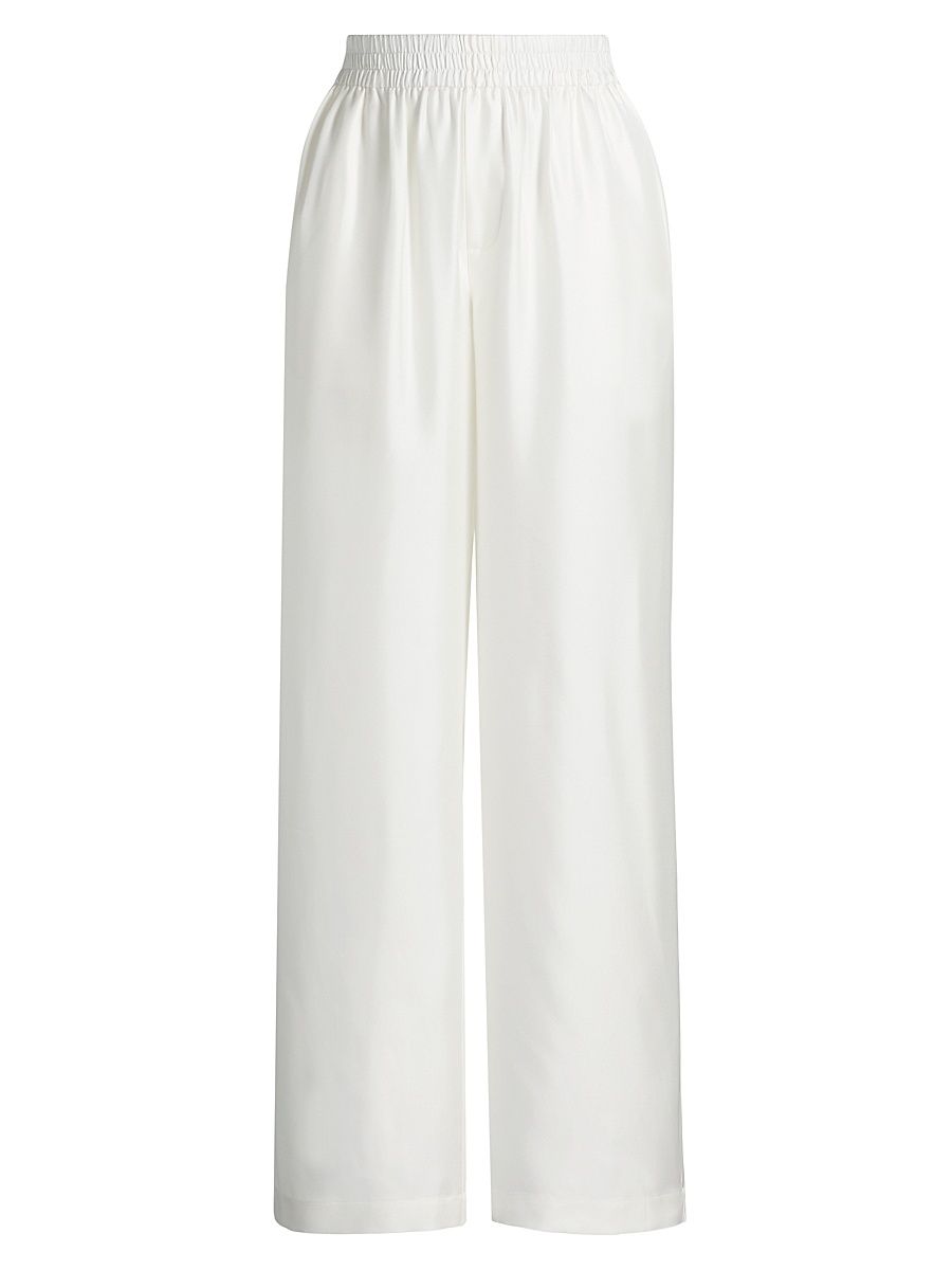 Women's Silk Wide-Leg Trousers - Meringue - Size Medium