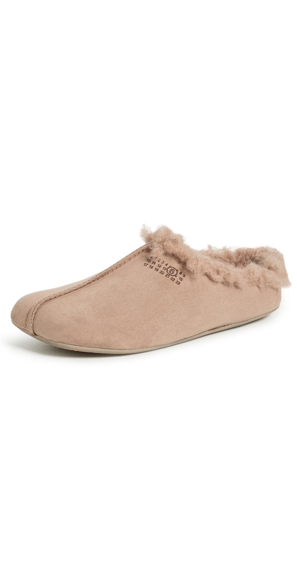 MM6 Maison Margiela Suede Faux Shearling Slippers Indian Tan 37