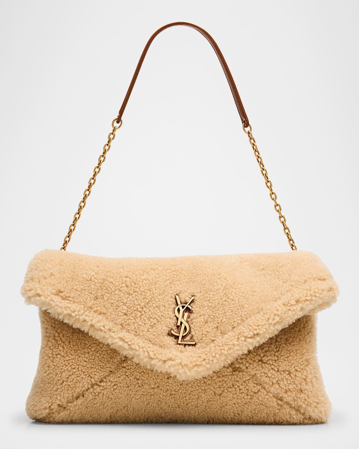 YSL Envelope Flap Shoulder Bag in Shearling