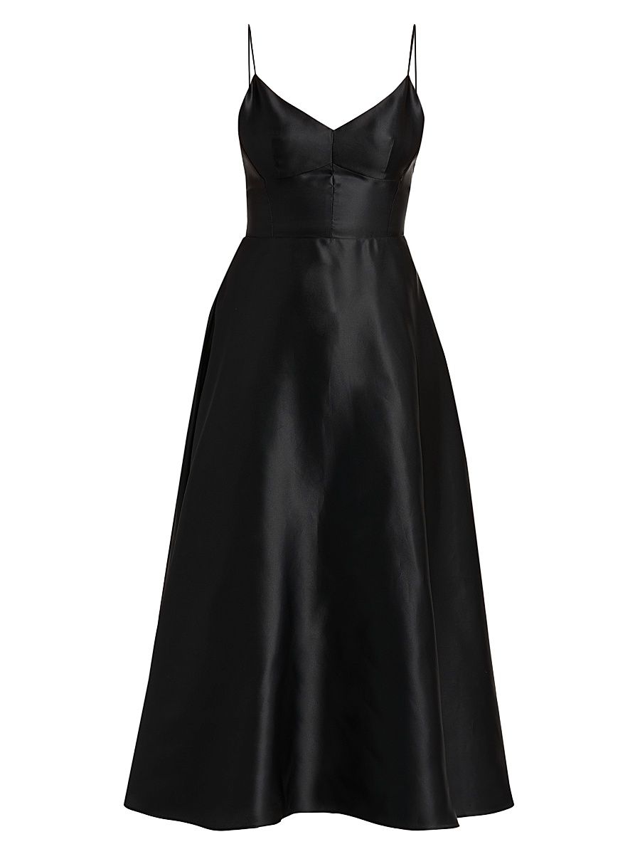 Women's Silk Midi-Dress - Black - Size 8