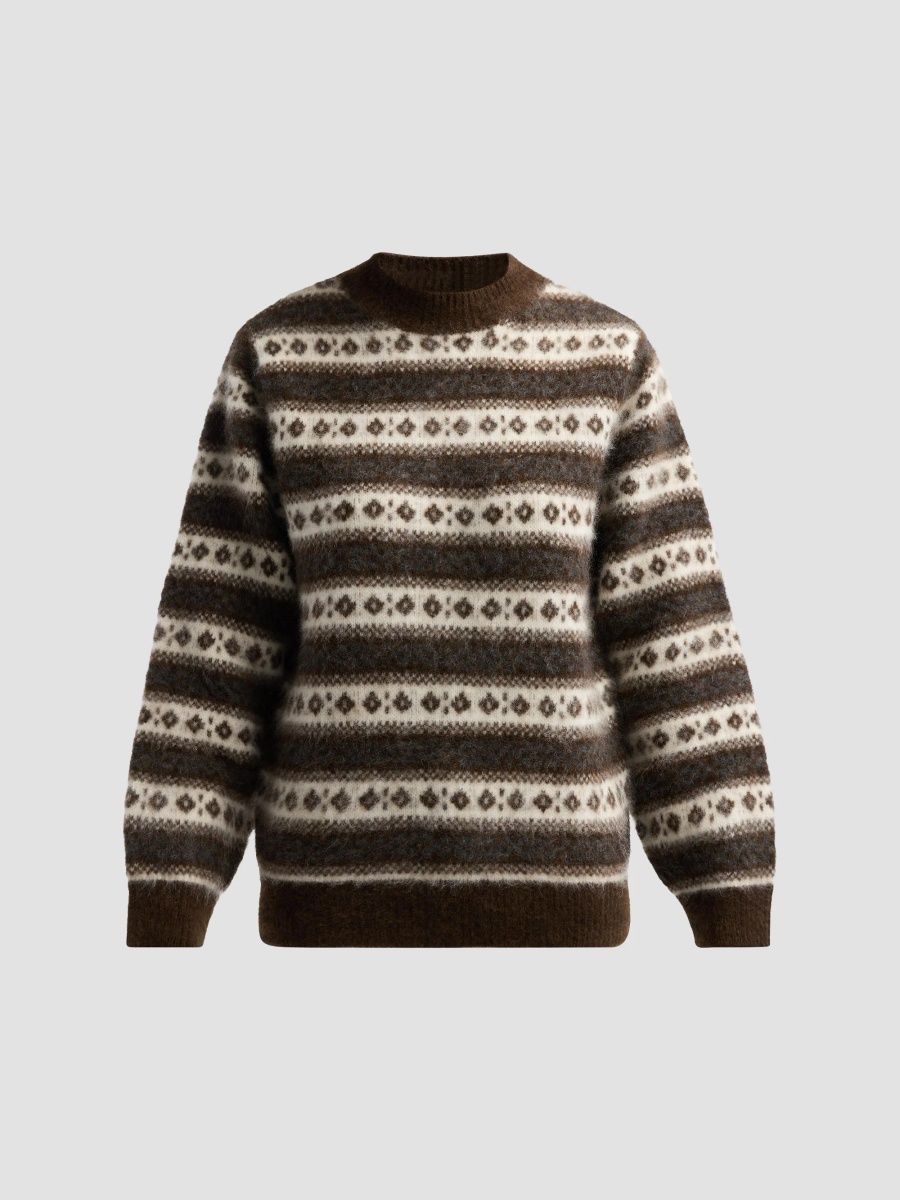 DÔEN Women's Myles Superfine Merino Wool Sweater - Sandhamm Jacquard - Size XS