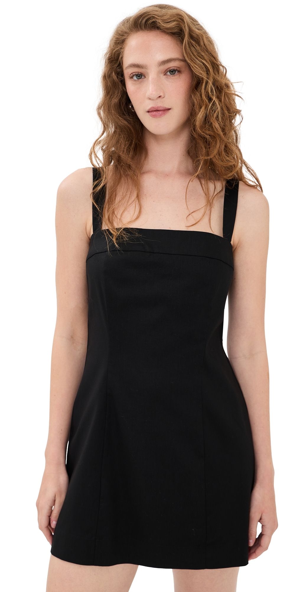 Good American The Structured Linen Mini Dress Black001 S