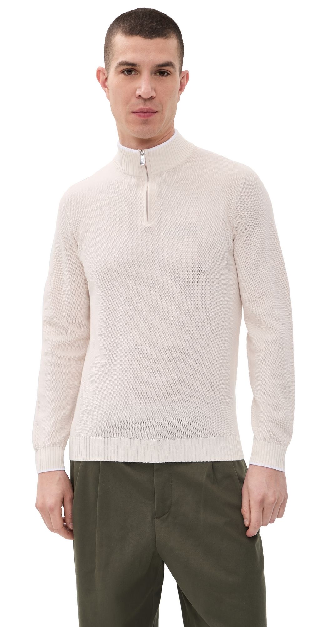 Fedeli Favonio Cotton Light Quarter Zip Tan 54