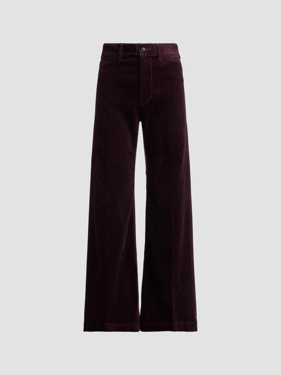 Polo Ralph Lauren Women's Wide-Wale Corduroy Flared Pants - Midnight Merlot - Size 8