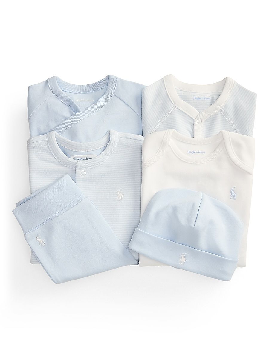 Baby Boy's Cotton Interlock 6-Piece Gift Set - Blue Multi - Size Newborn