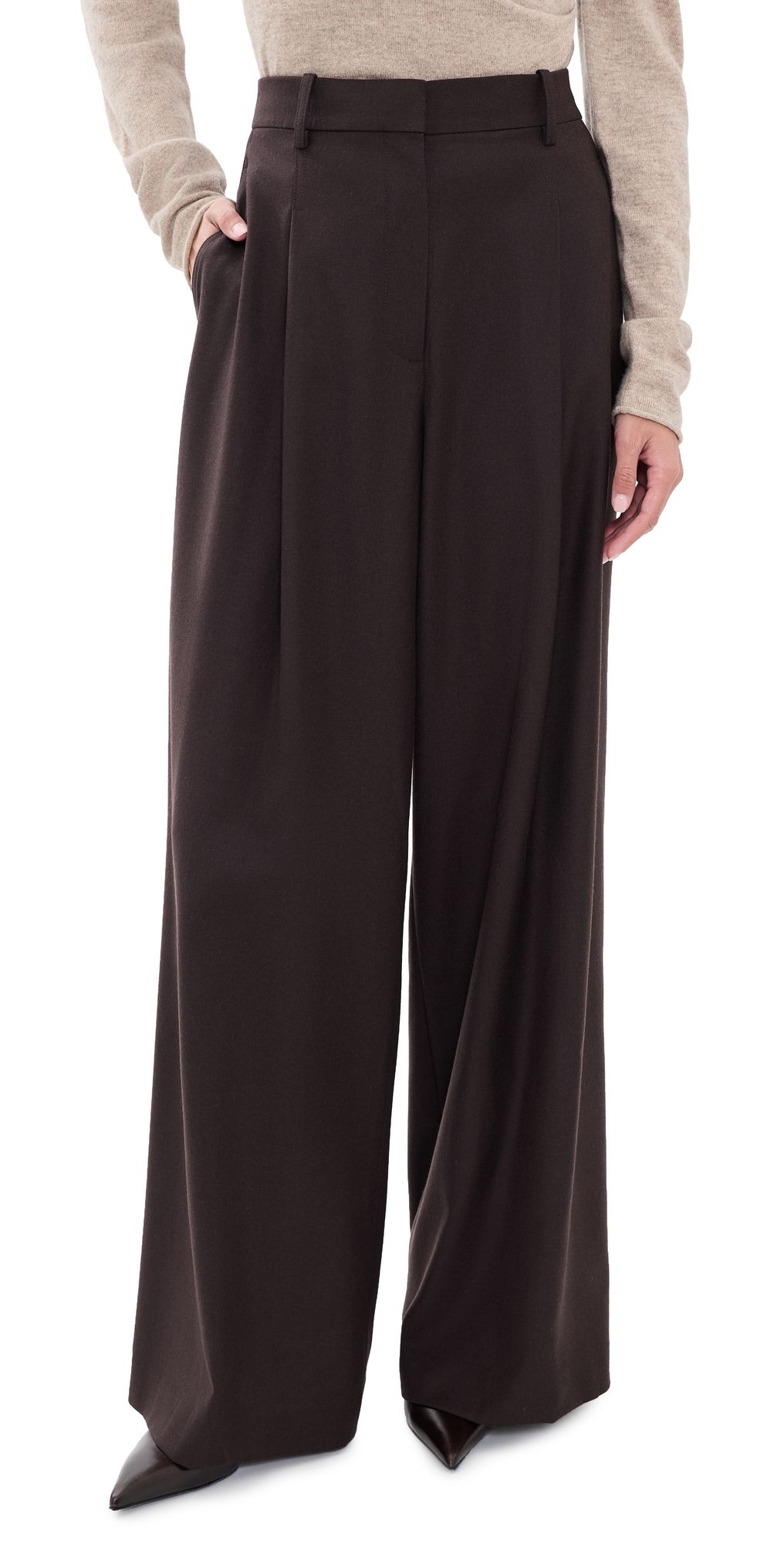 Theory Wide Pleated Trousers Cacao 12
