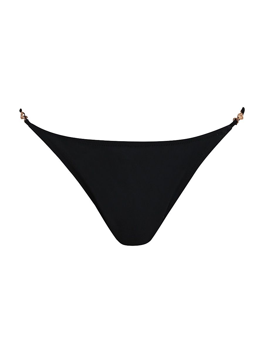 Women's Solids Violet String Bikini Bottom - Black - Size Large