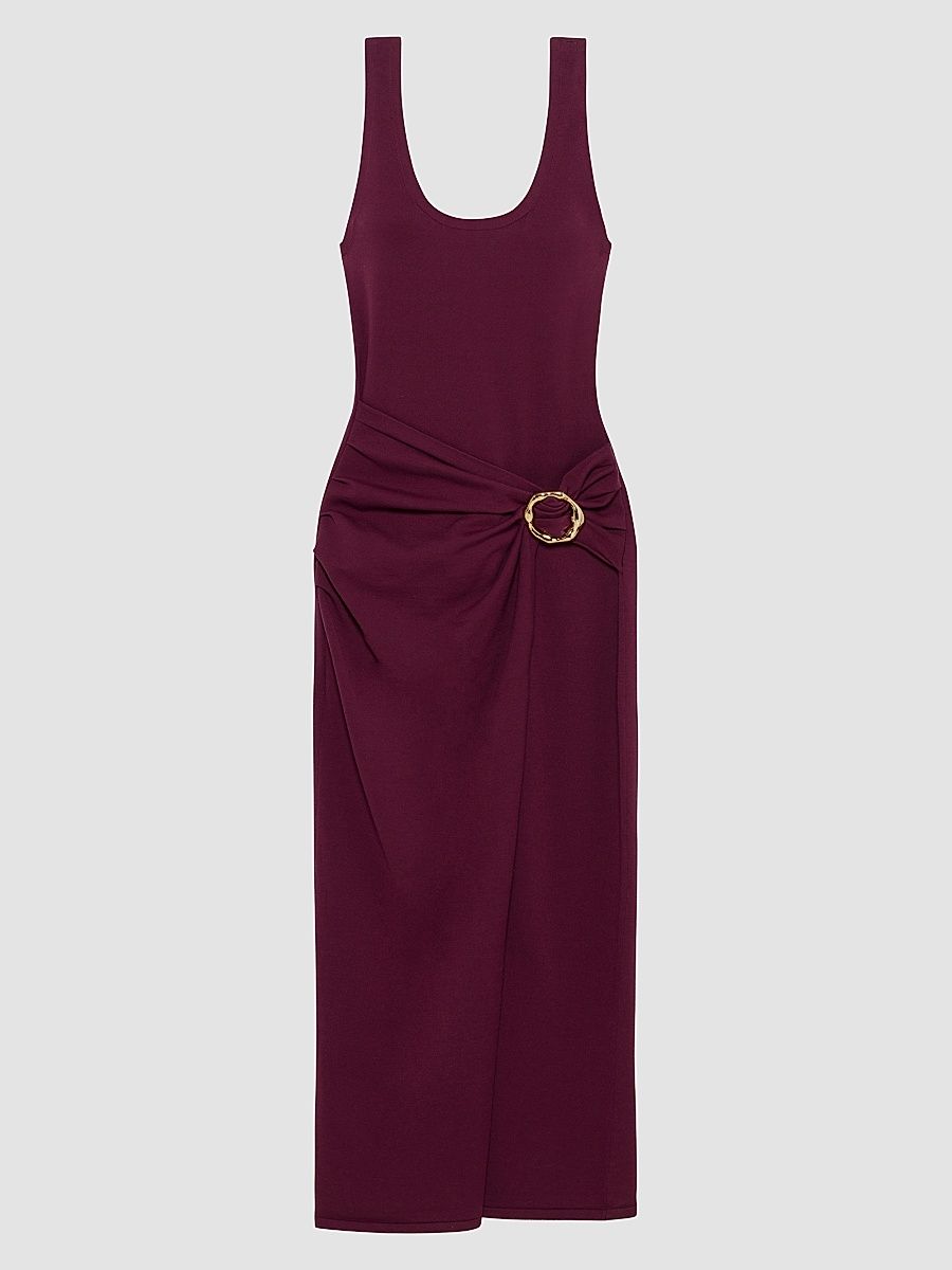 Women's Genne Draped Midi Dress - Fig - Size Small