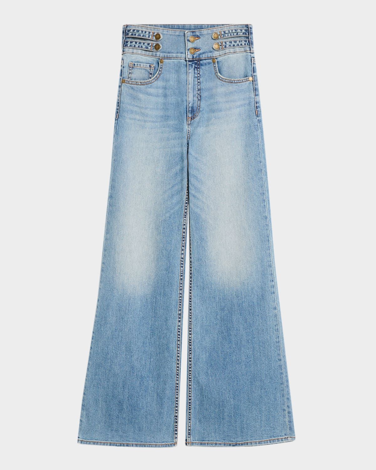 Liv Double-Button Wide-Leg Jeans