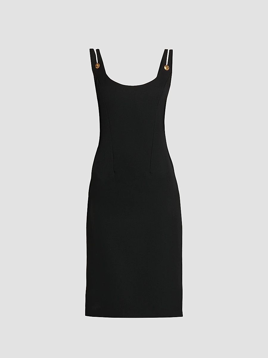 Women's Medusa Button Wool Grain De Poudre Mini Dress - Black - Size 0