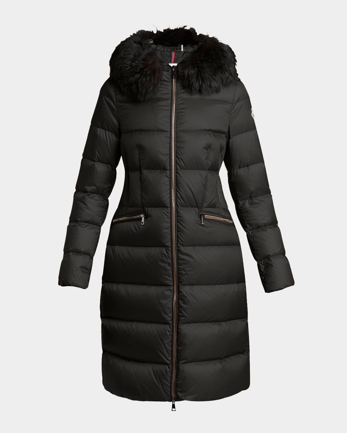 Boedic Long Down Coat with Detachable Shearling Trim