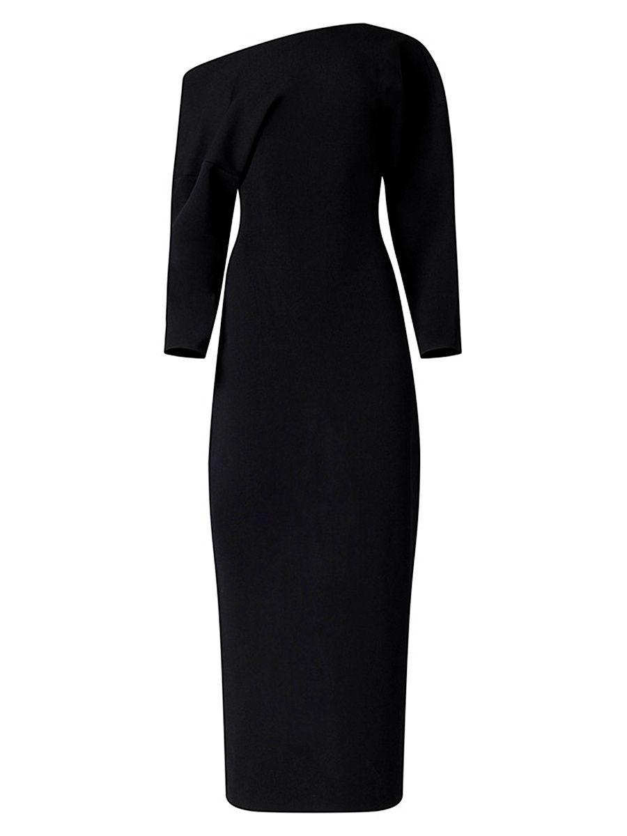 Women's Etta Asymmetric Off-The-Shoulder Dress - Black - Size Large