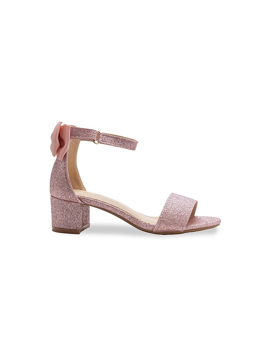 Tulleen Girl's Little Girl's and Girl's Glitter Banded Block Heels - Pink - Size 5 (Child)