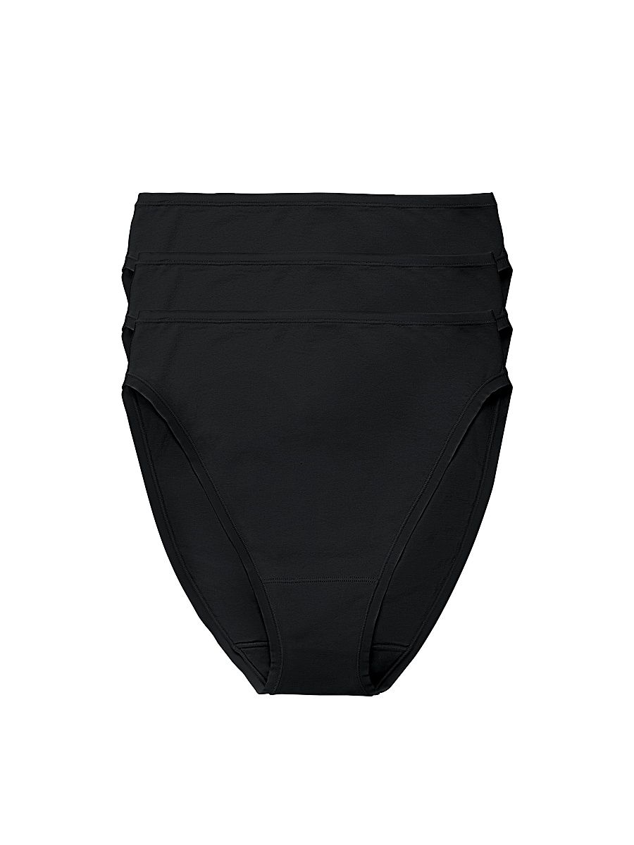 Natori Women's Bliss Bare Cotton High Cut Brief 3-Pack - Black - Size XXL