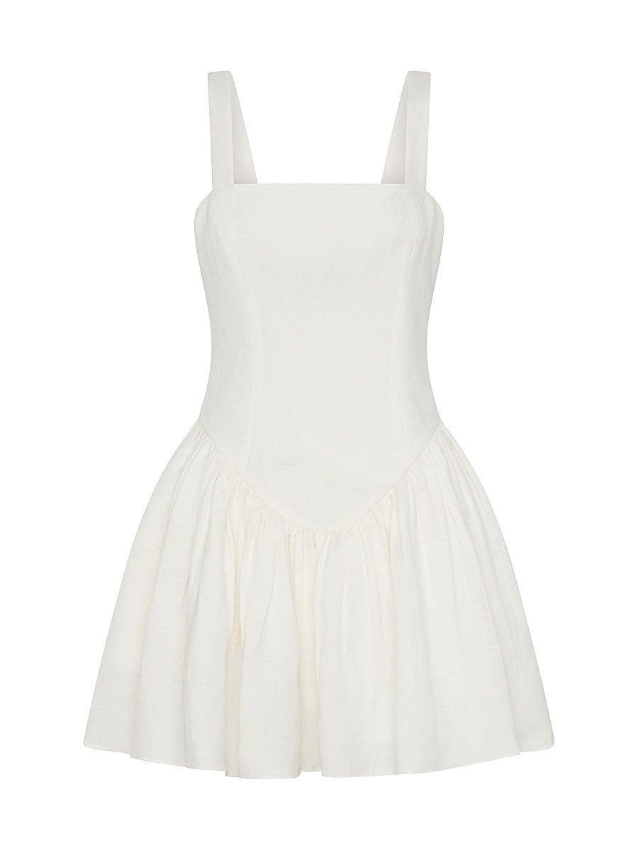 Women's Vittoria Linen-Blend Minidress - Ivory - Size 12