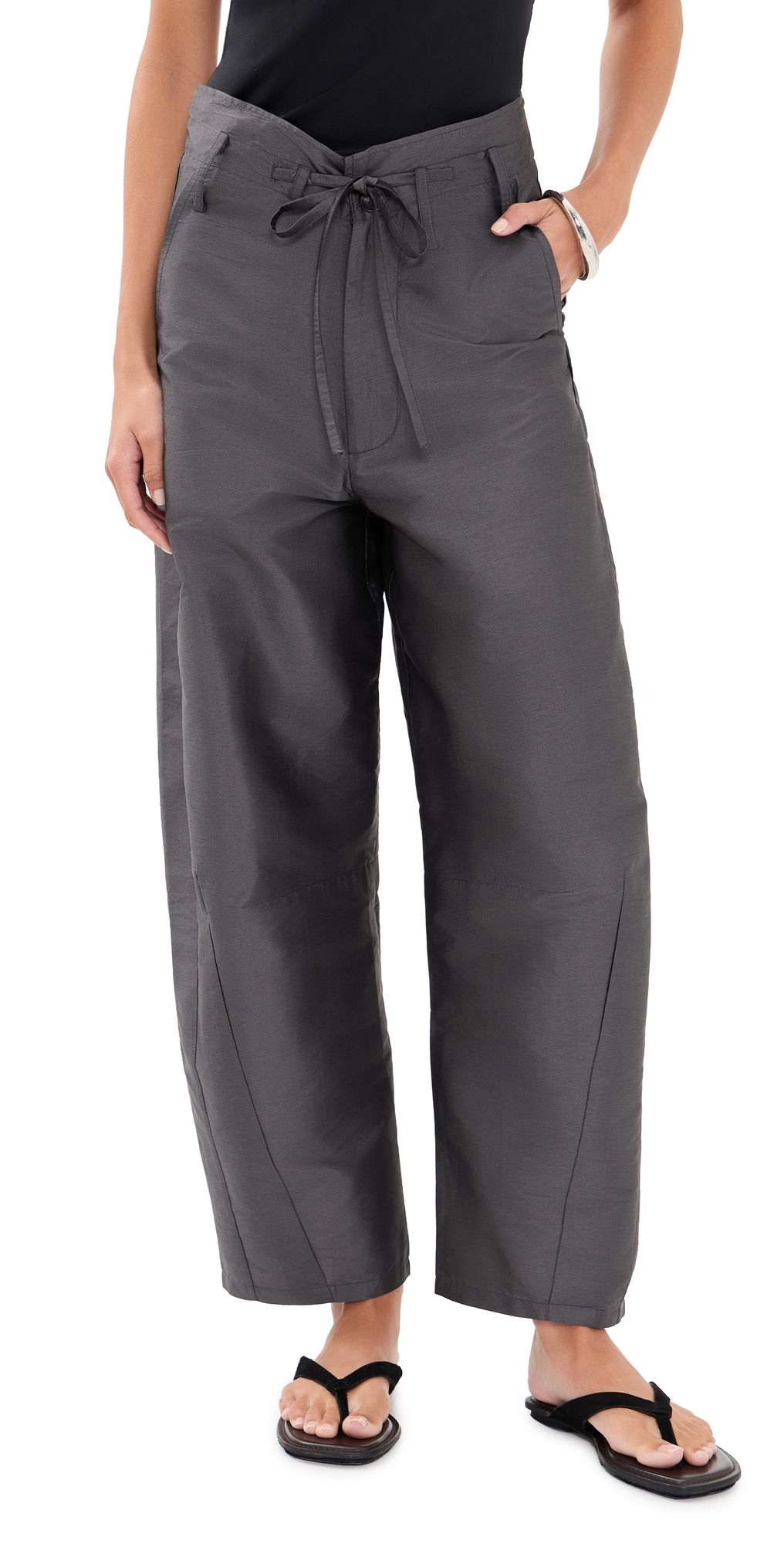 Chan Luu Techno Taffeta Barrel Pants Charcoal 3