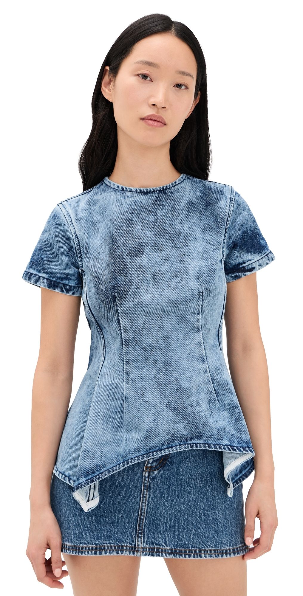 Marques'Almeida Acid Wash Denim Fitted T-Shirt Blue 10