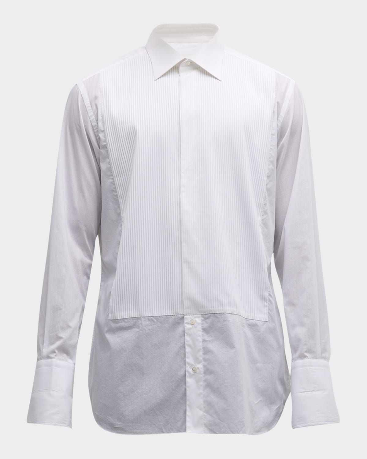 Pleated Poplin French-Cuff Dress Shirt