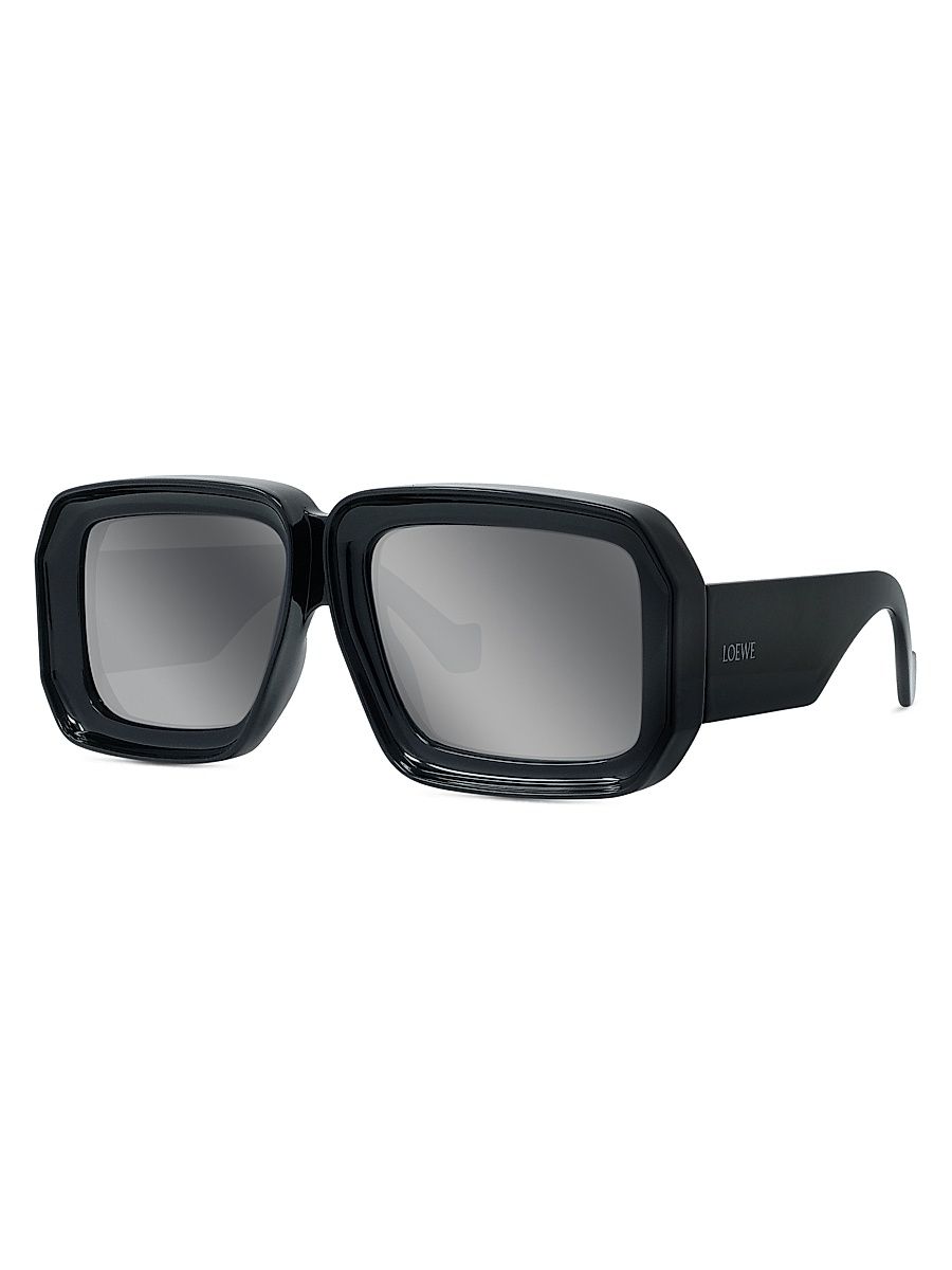 Men's LOEWE x Paula's Ibiza 56MM Square Sunglasses - Shiny Black Smoke