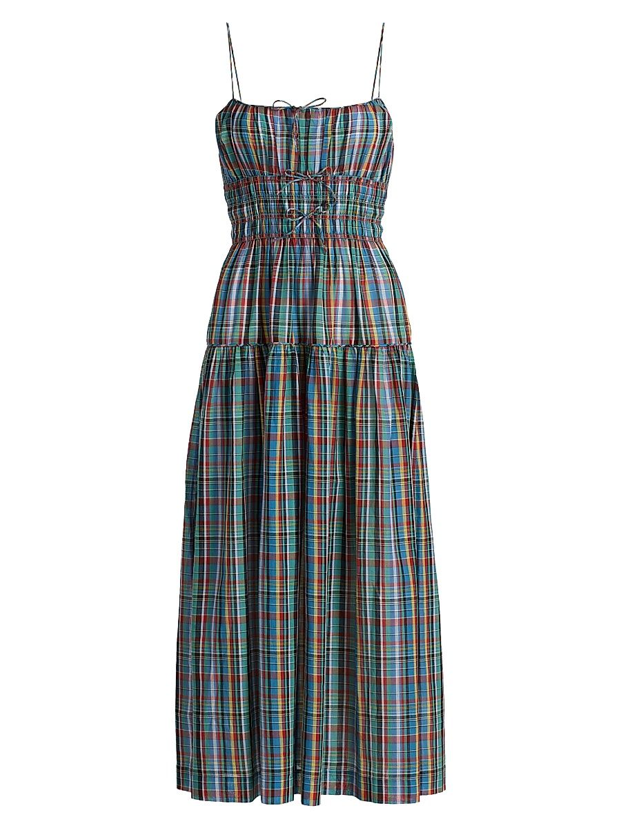 Women's Brielle Plaid Cotton Midi-Dress - Alderbrook Plaid - Size XS