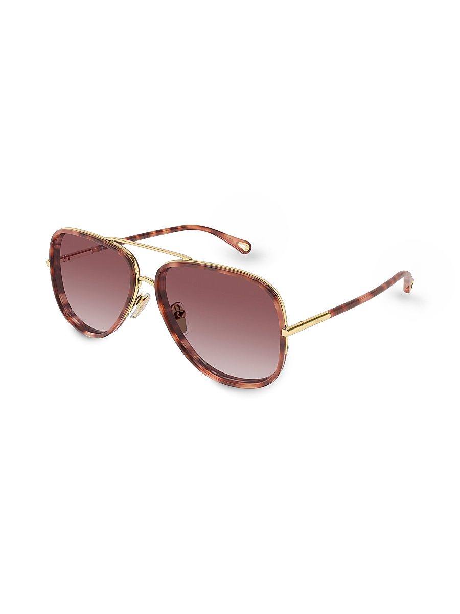 Women's Tubolar 60MM Navigator Sunglasses - Gold Purple