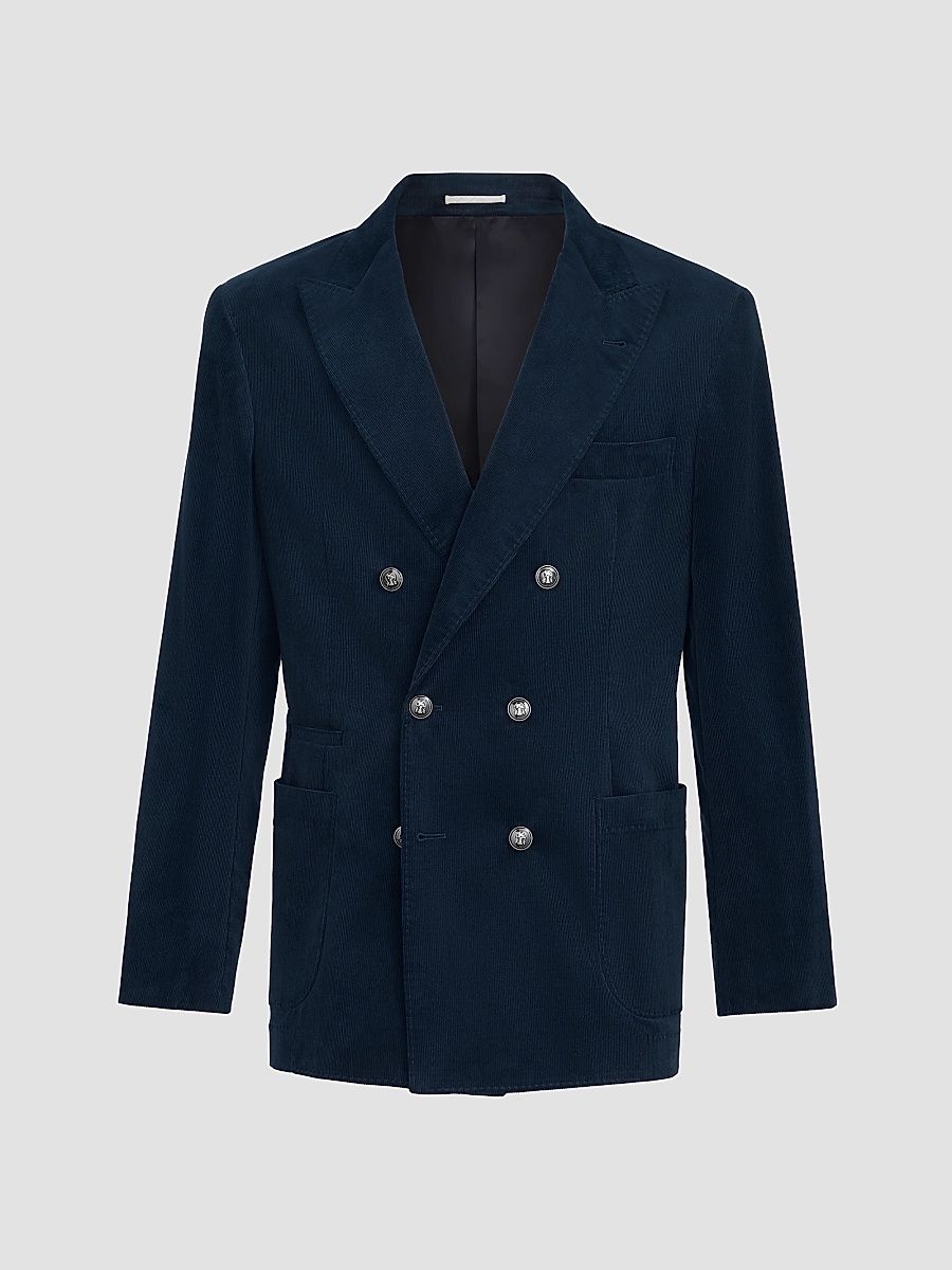 Men's Corduroy One-and-a-Half Breasted Deconstructed Blazer - Blue - Size 36