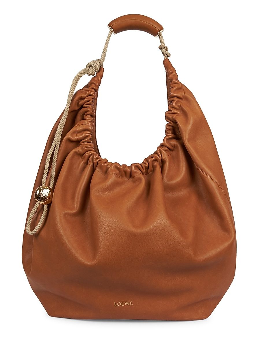 Women's LOEWE x Paula's Ibiza Squeeze Extra-Large Leather Hobo Bag - Tan
