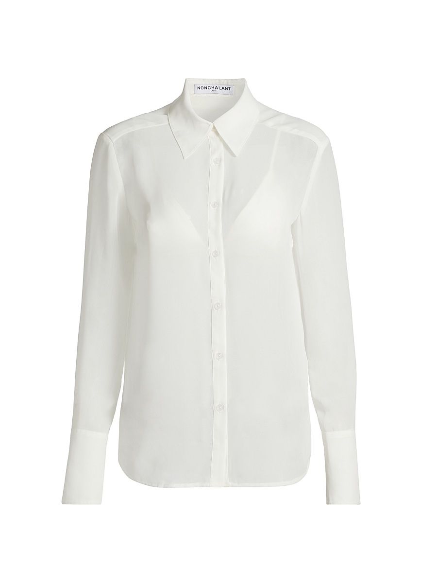 Women's Val Button-Front Blouse - White - Size Large