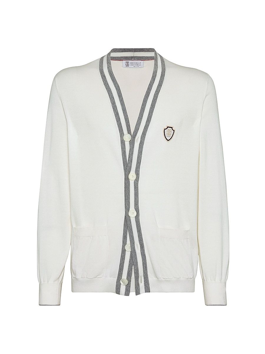 Men's Cotton Cardigan with Logo - Panama - Size XXL