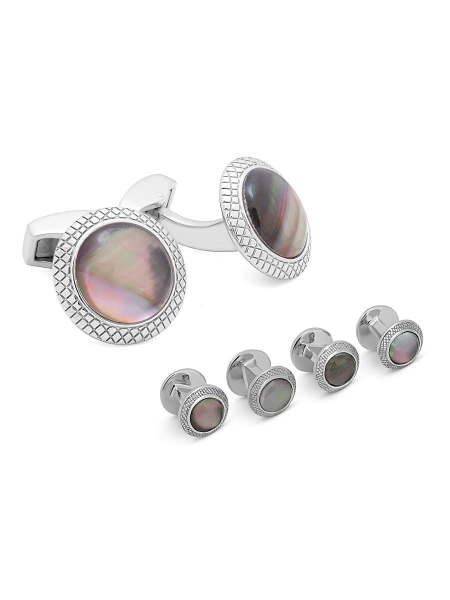 Men's Quartz Stud & Cufflink Set - Blackquartz