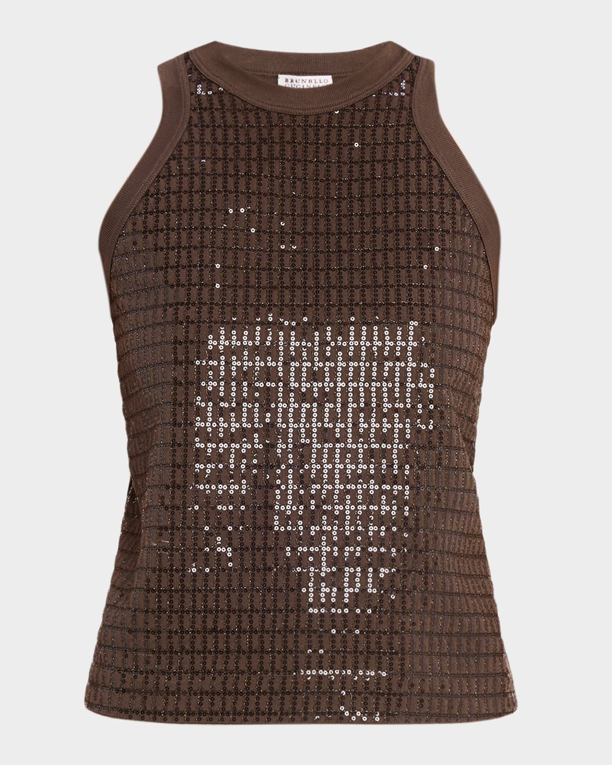 Sequined Jersey Stretch Tank Top