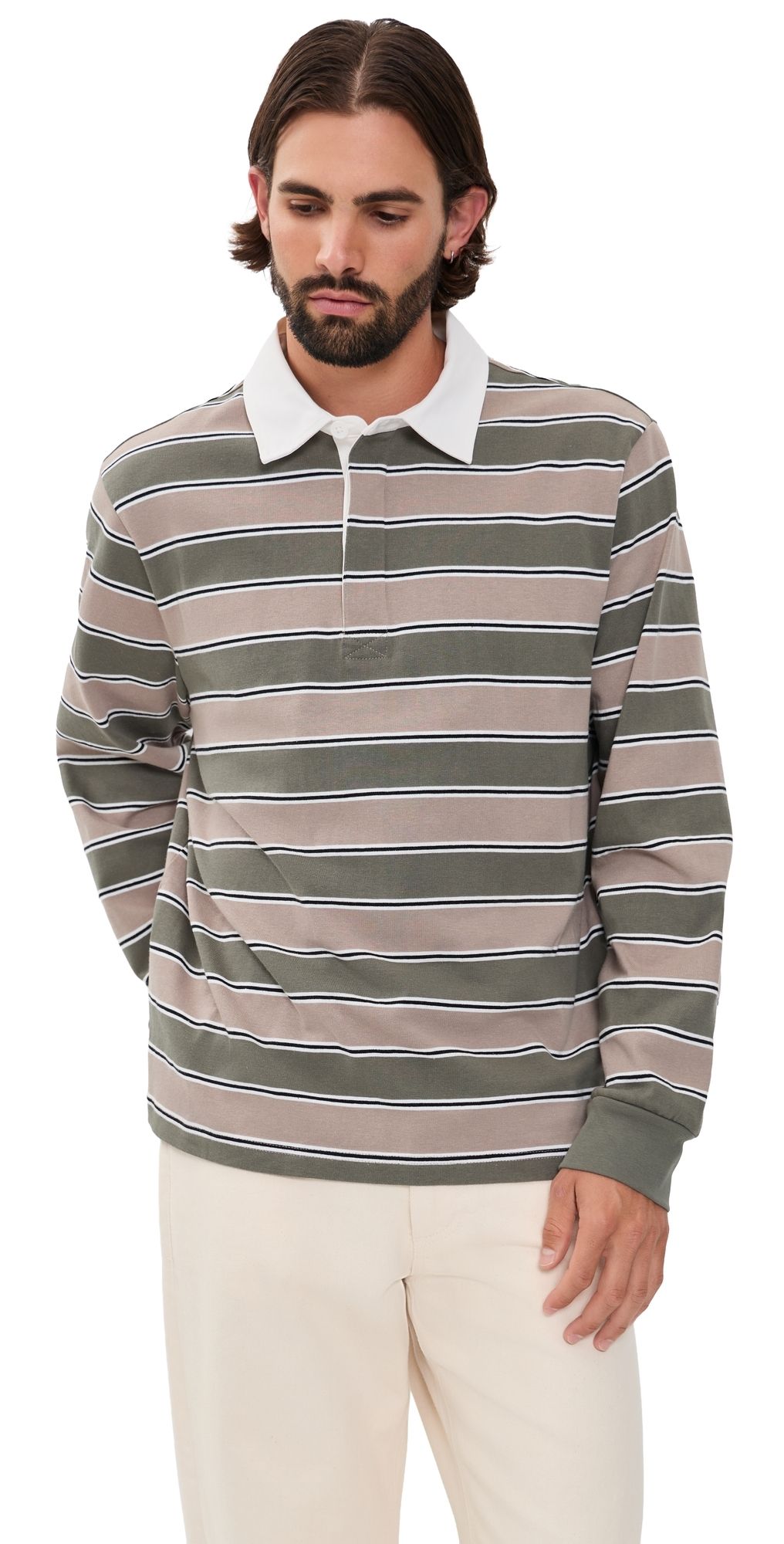 Joe's Jeans Long Sleeve Rugby Shirt Tea Leaf Multi XL