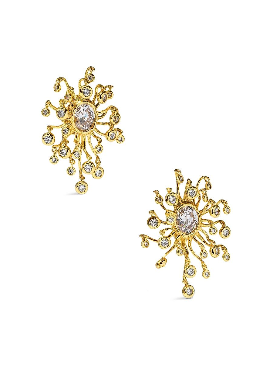 Women's Asterales Modernist 14K-Gold-Plated & Cubic Zirconia Clip-On Earrings - Gold