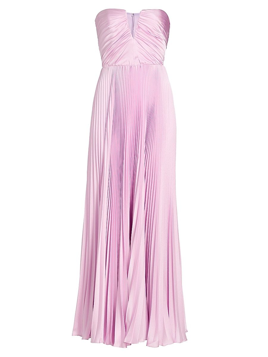 Women's Ella Pleated Woven Strapless Gown - French Lilac - Size Large
