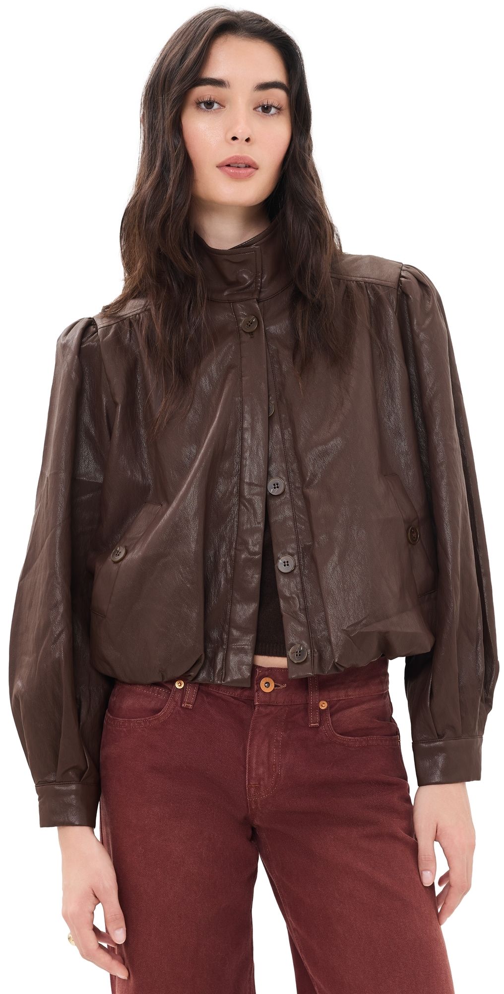 ASTR the Label Estero Faux Leather Jacket Brown XS