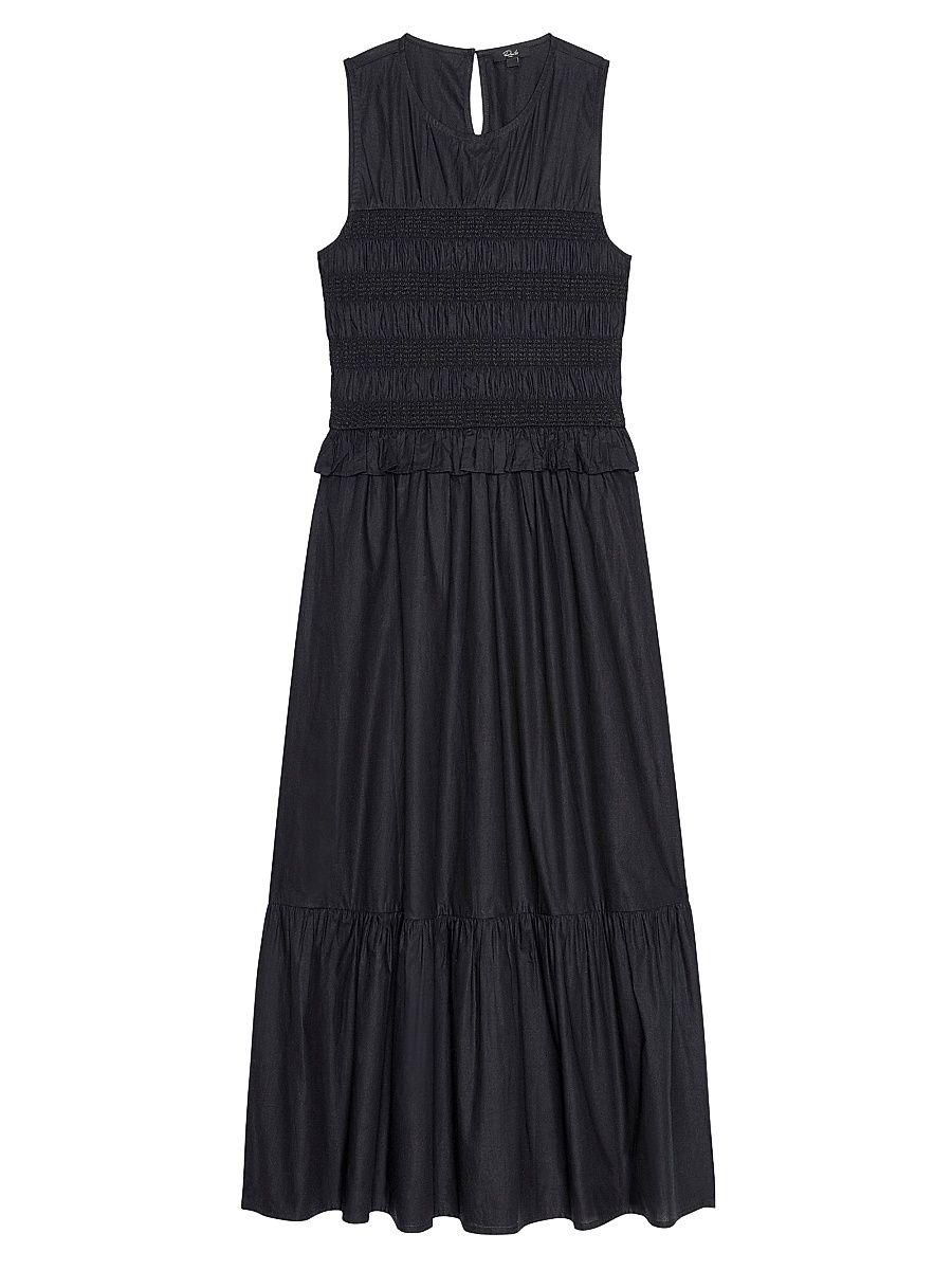 Women's Rialto Smocked Midi-Dress - Black - Size Large